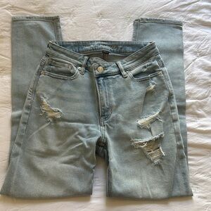 American Eagle Outfitters Asymmetrical Light Blue Distressed Women's Jeans